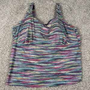 NWT Lands End Square Neck Underwire‎ Tankini Swim Top in Navy Space Dye Size 24W